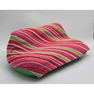 Vintage 1977 Barbie Mattel Green Plastic Sofa Pink Striped Fabric Made in USA